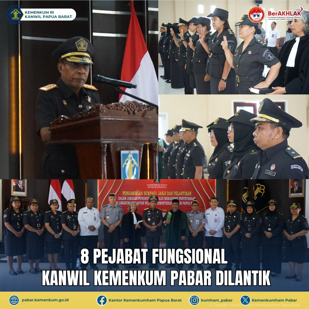 8 Pejabat Fungsional Kanwil Kemenkum Pabar Dilantik