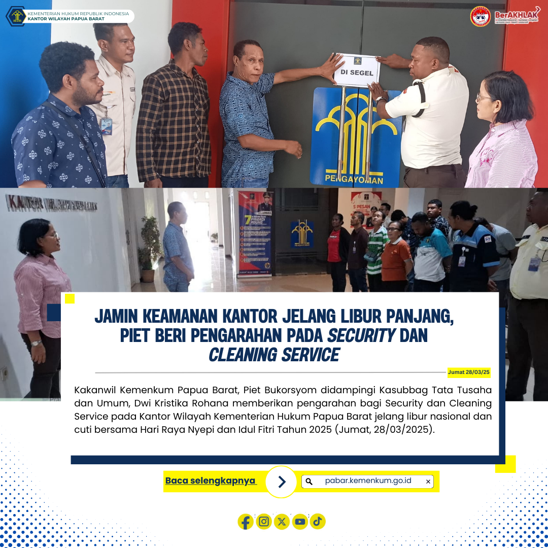 Jamin Keamanan Kantor Jelang Libur Panjang Piet Beri Pengarahan pada Security dan Cleaning Service