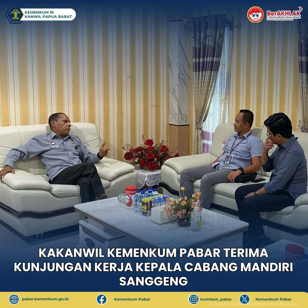 Kakanwil Kemenkum Pabar Terima Kunjungan Kerja Kepala Cabang Mandiri Sanggeng