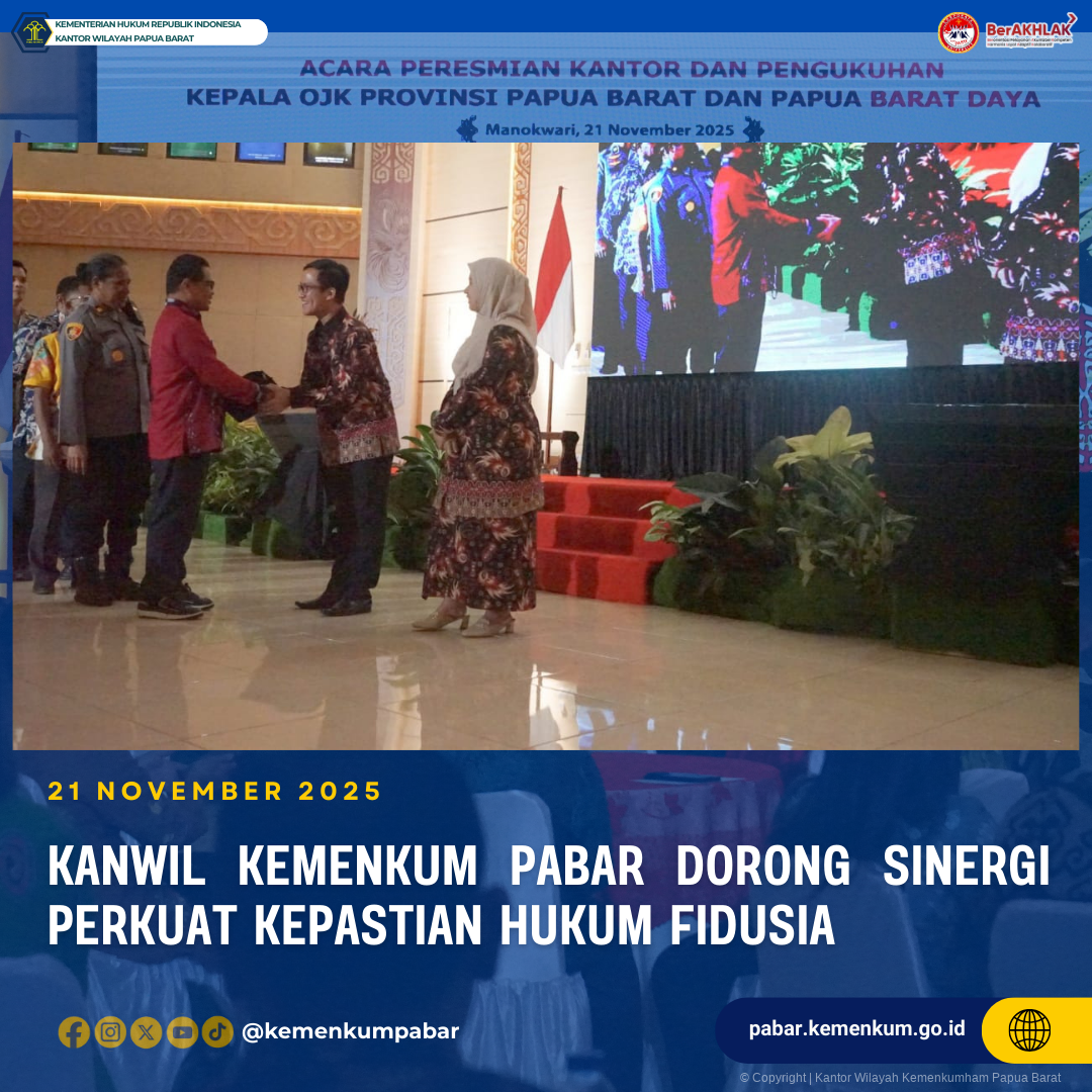 Kanwil Kemenkum Pabar Dorong Sinergi Perkuat Kepastian Hukum Fidusia