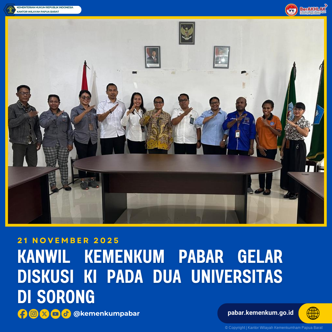 Kanwil Kemenkum Pabar Gelar Diskusi KI pada Dua Universitas di Sorong