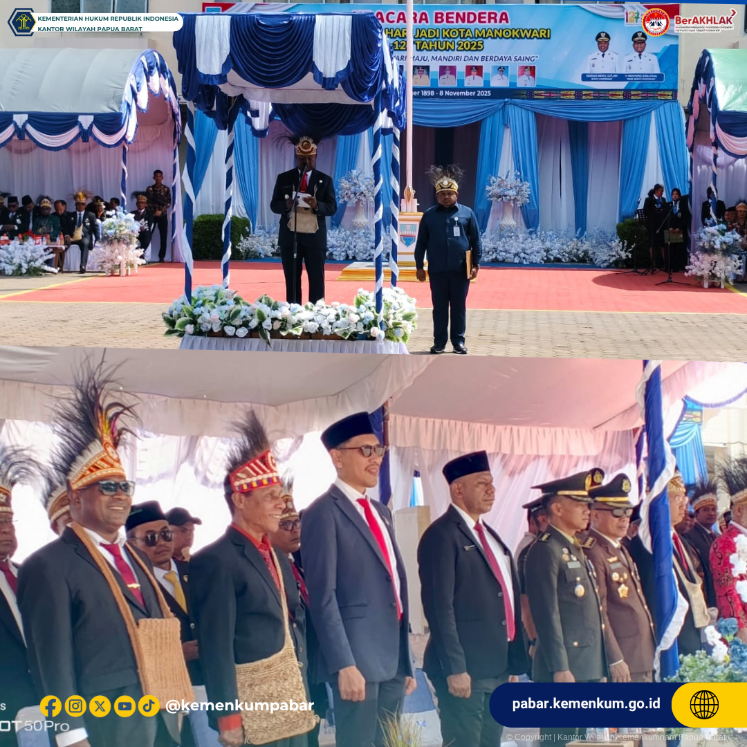 Kanwil Kemenkum Pabar Serahkan Piagam Kekayaan Intelektual Sebagai Kado Hari Jadi Kota Manokwari ke 127 2