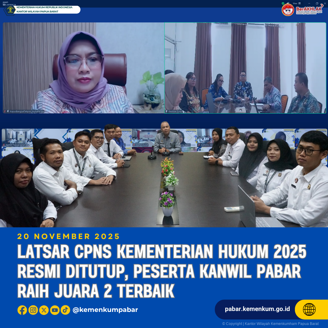 Latsar CPNS Kementerian Hukum 2025 Resmi Ditutup Peserta Kanwil Pabar Raih Juara 2 Terbaik