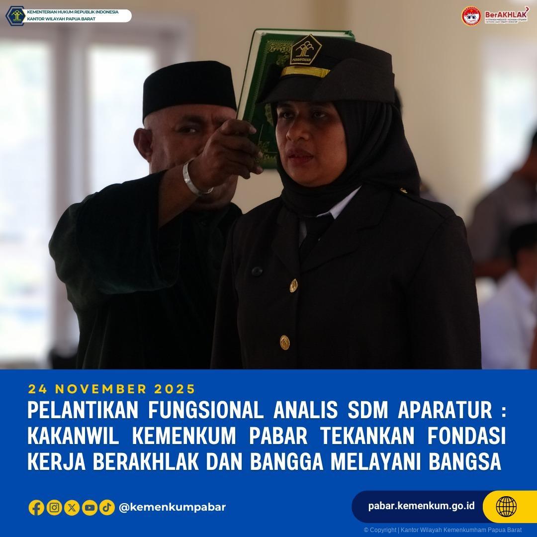 Pelantikan Fungsional Analis SDM Aparatur : Kakanwil Kemenkum Pabar Tekankan Fondasi Kerja BerAKHLAK dan Bangga Melayani Bangsa