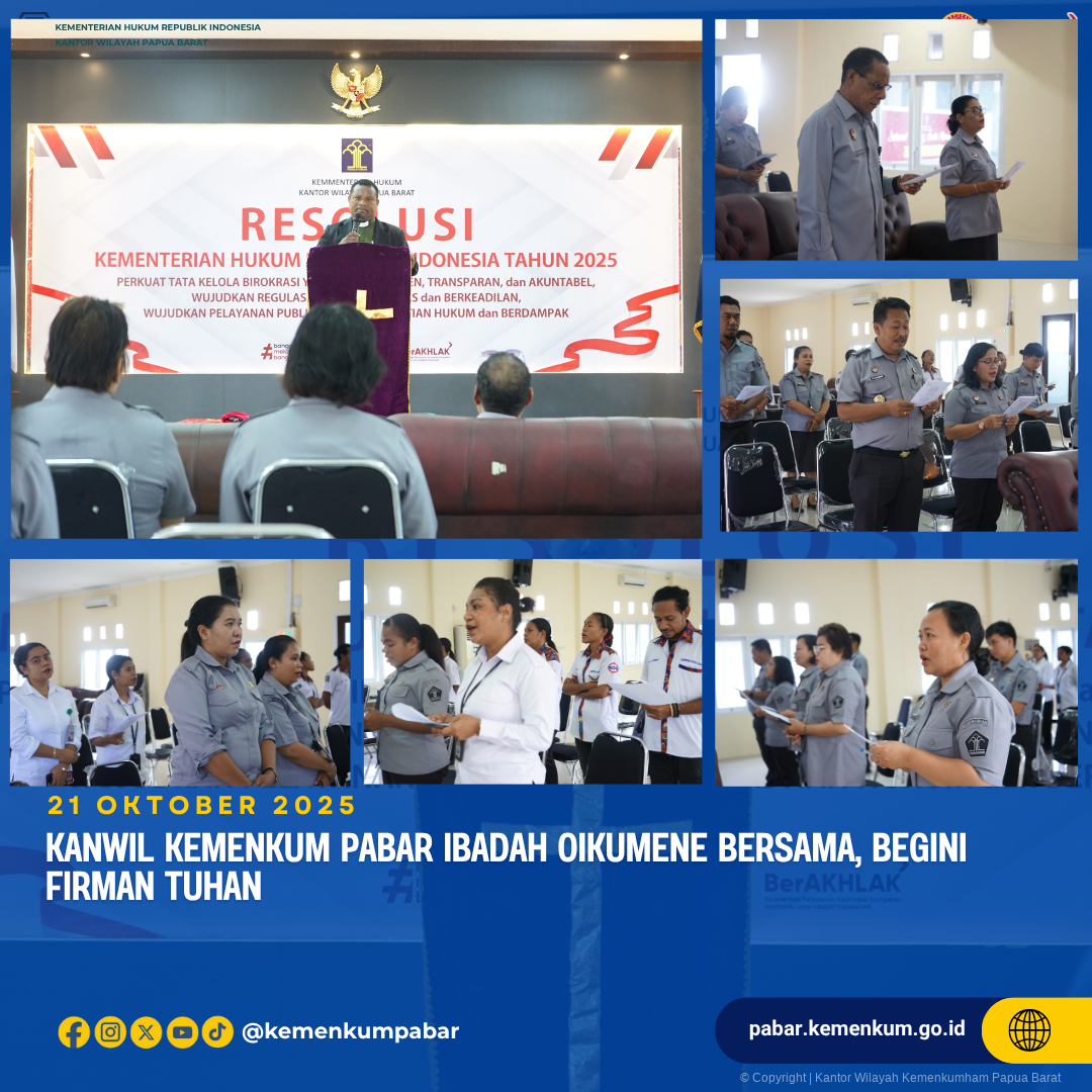 Kanwil Kemenkum Pabar Ibadah Oikumene Bersama Begini Firman Tuhan
