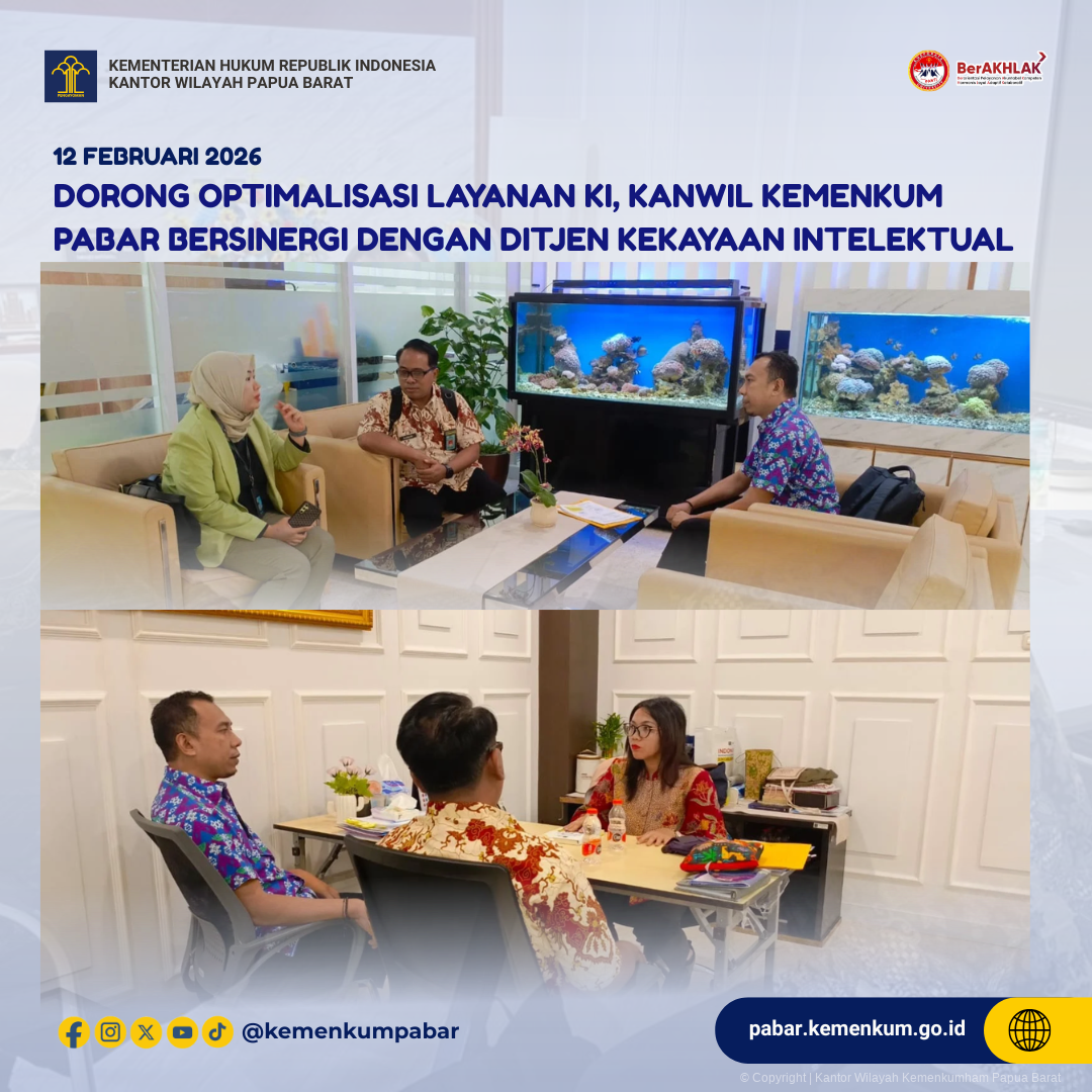 Dorong Optimalisasi Layanan KI, Kanwil Kemenkum Pabar Bersinergi dengan Ditjen Kekayaan Intelektual